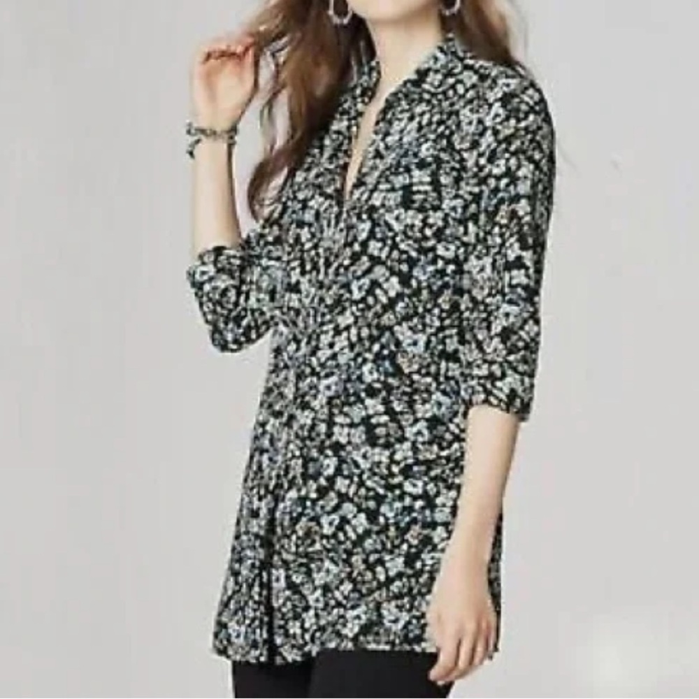 J. Jill Floral Georgette Layered Tunic Blouse, Size LP